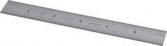 Starrett - 6" Long, 1/100, 1/64, 1/50, 1/32" Graduation, Rigid Spring Steel Rule - 16R Graduation Style, 3/4" Wide, Silver, Satin Chrome Finish - Exact Tool & Supply