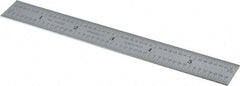 Starrett - 6" Long, 1/64, 1/32" Decimal Equivalency Table Graduation, Flexible Spring Steel Rule - 10R Graduation Style, 3/4" Wide, Silver, Satin Chrome Finish - Exact Tool & Supply