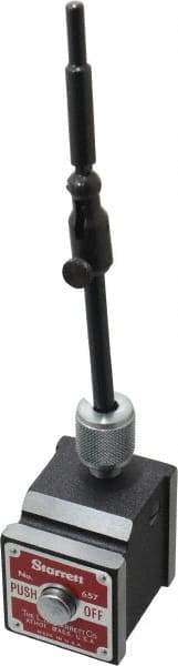 Starrett - 150 Lb Magnetic Force, Fine Adjustment Indicator Positioner & Holder with Base - Post & Rod, Rectangular Base, 1-15/16" Base Height, 1-5/8" Base Length, 1-7/8" Base Width - Exact Tool & Supply