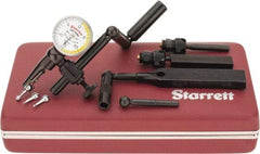 Starrett - 11 Piece, 0" to 0.03" Measuring Range, 15/16" Dial Diam, 0-15-0 Dial Reading, White & Yellow Dial Test Indicator Kit - 5/32" Contact Point Length, 0.9, 1.6 & 3mm Ball Diam, 0.0005" Dial Graduation - Exact Tool & Supply
