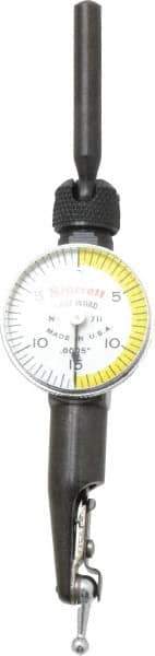 Starrett - 3 Piece, 0" to 0.03" Measuring Range, 15/16" Dial Diam, 0-15-0 Dial Reading, White & Yellow Dial Test Indicator Kit - 5/32" Contact Point Length, 3mm Ball Diam, 0.0005" Dial Graduation - Exact Tool & Supply