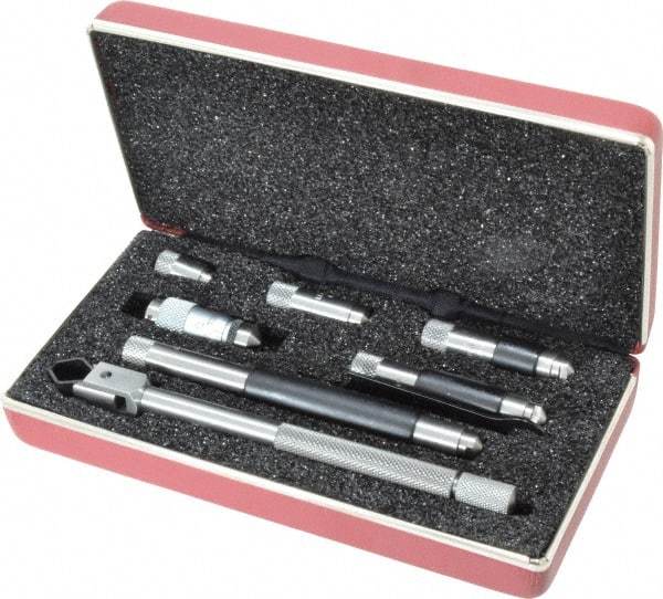 Starrett - 1-1/2 to 8 Inch Range, Satin Chrome Coated, Mechanical Inside Tubular Micrometer - 0.001 Inch Graduation, 0.0001 Inch Accuracy - Exact Tool & Supply