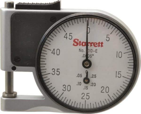 Starrett - 0 to 3/8 Inch Measurement, 0.0005 Inch Graduation, 1/2 Inch Throat Depth, Dial Thickness Gage - 1-5/8 Inch Dial Diameter - Exact Tool & Supply