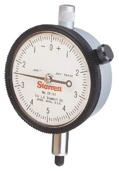 Starrett - 0.5mm Range, 0-10-0 Dial Reading, 0.002mm Graduation Dial Drop Indicator - 1-11/16" Dial, 0.2mm Range per Revolution - Exact Tool & Supply