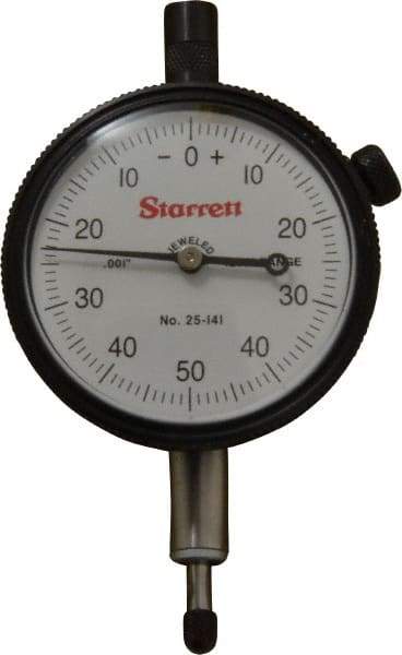 Starrett - 1/4" Range, 0-50-0 Dial Reading, 0.001" Graduation Dial Drop Indicator - 2-1/4" Dial, 0.1" Range per Revolution, Revolution Counter - Exact Tool & Supply