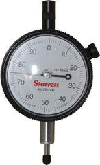 Starrett - 1/4" Range, 0-100 Dial Reading, 0.001" Graduation Dial Drop Indicator - 2-1/4" Dial, 0.1" Range per Revolution, Revolution Counter - Exact Tool & Supply