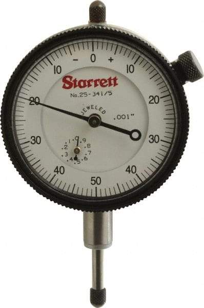 Starrett - 1/2" Range, 0-50-0 Dial Reading, 0.001" Graduation Dial Drop Indicator - 2-1/4" Dial, 0.1" Range per Revolution, Revolution Counter - Exact Tool & Supply