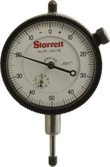 Starrett - 1/2" Range, 0-50-0 Dial Reading, 0.001" Graduation Dial Drop Indicator - 2-1/4" Dial, 0.1" Range per Revolution, Revolution Counter - Exact Tool & Supply