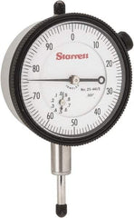 Starrett - 1/2" Range, 0-100 Dial Reading, 0.001" Graduation Dial Drop Indicator - 2-1/4" Dial, 0.1" Range per Revolution, Revolution Counter - Exact Tool & Supply