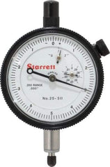 Starrett - 0.2" Range, 0-5-0 Dial Reading, 0.0001" Graduation Dial Drop Indicator - 2-1/4" Dial, 0.01" Range per Revolution, Revolution Counter - Exact Tool & Supply