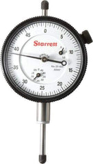 Starrett - 1" Range, 0-50 Dial Reading, 0.0005" Graduation Dial Drop Indicator - 2-1/4" Dial, 0.05" Range per Revolution, Revolution Counter - Exact Tool & Supply