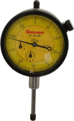 Starrett - 25mm Range, 0-100 Dial Reading, 0.01mm Graduation Dial Drop Indicator - 2-1/4" Dial, 1mm Range per Revolution, Revolution Counter - Exact Tool & Supply