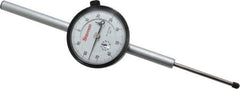 Starrett - 2" Range, 0-100 Dial Reading, 0.001" Graduation Dial Drop Indicator - 2-1/4" Dial, 0.1" Range per Revolution, Revolution Counter - Exact Tool & Supply