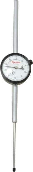 Starrett - 3" Range, 0-100 Dial Reading, 0.001" Graduation Dial Drop Indicator - 2-1/4" Dial, 0.1" Range per Revolution, Revolution Counter - Exact Tool & Supply