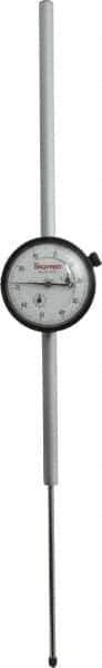 Starrett - 4" Range, 0-100 Dial Reading, 0.001" Graduation Dial Drop Indicator - 2-1/4" Dial, 0.1" Range per Revolution, Revolution Counter - Exact Tool & Supply