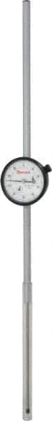 Starrett - 5" Range, 0-100 Dial Reading, 0.001" Graduation Dial Drop Indicator - 2-1/4" Dial, 0.1" Range per Revolution, Revolution Counter - Exact Tool & Supply