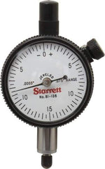 Starrett - 0.075" Range, 0-15-0 Dial Reading, 0.0005" Graduation Dial Drop Indicator - 1-11/16" Dial, 0.03" Range per Revolution, Revolution Counter - Exact Tool & Supply