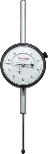 Starrett - 2" Range, 0-100 Dial Reading, 0.001" Graduation Dial Drop Indicator - 2-3/4" Dial, 0.1" Range per Revolution - Exact Tool & Supply