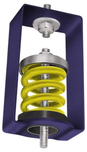 Mason Ind. - 300 to 400 Lb Capacity, 0.75 to 1" Deflection, HSA, Vibration Control Hanger - 2-3/4" Long x 3-3/4" Wide x 5-3/4" High x 2-3/4" Deep, 5/8" Max Rod Diam, 4" Lower Rod Penetration, Green - Exact Tool & Supply