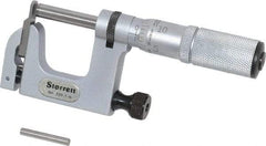 Starrett - 0 to 1 Inch Range, Carbide Face, Satin Chrome Coated, Mechanical Multi Anvil Micrometer - Friction Thimble, 0.001 Inch Graduation, 0.0002 Inch Accuracy - Exact Tool & Supply