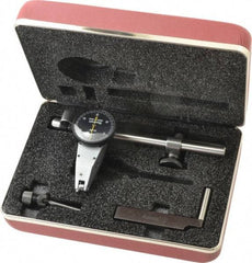 Starrett - 7 Piece, 0" to 0.03" Measuring Range, 1-3/8" Dial Diam, 0-15-0 Dial Reading, Black Dial Test Indicator Kit - 5/8" Contact Point Length, 2mm Ball Diam, 0.0005" Dial Graduation - Exact Tool & Supply