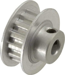 Power Drive - 14 Tooth, 1/4" Inside x 0.871" Outside Diam, Hub & Flange Timing Belt Pulley - 1/4" Belt Width, 0.891" Pitch Diam, 0.438" Face Width, Aluminum - Exact Tool & Supply