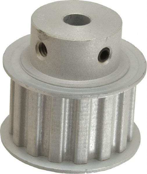Power Drive - 15 Tooth, 3/8" Inside x 1.76" Outside Diam, Hub & Flange Timing Belt Pulley - 1" Belt Width, 1.79" Pitch Diam, 1-1/4" Face Width, Aluminum - Exact Tool & Supply