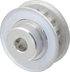 Power Drive - 15 Tooth, 1/4" Inside x 0.935" Outside Diam, Hub & Flange Timing Belt Pulley - 1/4" Belt Width, 0.955" Pitch Diam, 0.438" Face Width, Aluminum - Exact Tool & Supply