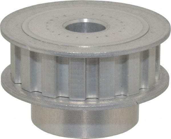 Power Drive - 16 Tooth, 1/2" Inside x 1.88" Outside Diam, Hub & Flange Timing Belt Pulley - 1/2" Belt Width, 1.91" Pitch Diam, 0.719" Face Width, Aluminum - Exact Tool & Supply