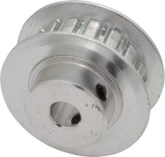 Power Drive - 16 Tooth, 1/4" Inside x 1" Outside Diam, Hub & Flange Timing Belt Pulley - 1/4" Belt Width, 1.019" Pitch Diam, 0.438" Face Width, Aluminum - Exact Tool & Supply
