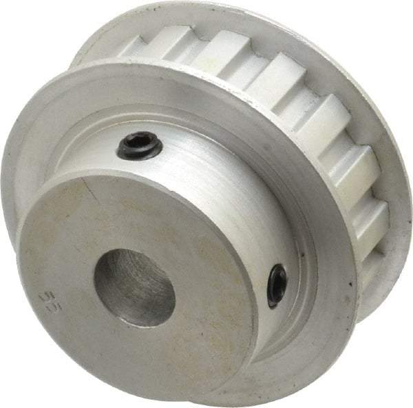 Power Drive - 17 Tooth, 1/2" Inside x 2" Outside Diam, Hub & Flange Timing Belt Pulley - 1/2" Belt Width, 2.029" Pitch Diam, 0.719" Face Width, Aluminum - Exact Tool & Supply