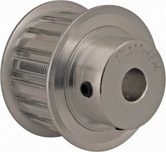 Power Drive - 17 Tooth, 1/2" Inside x 2" Outside Diam, Hub & Flange Timing Belt Pulley - 1" Belt Width, 2.029" Pitch Diam, 1-1/4" Face Width, Aluminum - Exact Tool & Supply