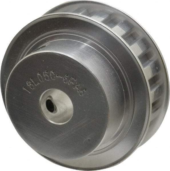 Power Drive - 18 Tooth, 1/2" Inside x 2.119" Outside Diam, Hub & Flange Timing Belt Pulley - 1/2" Belt Width, 2.149" Pitch Diam, 0.719" Face Width, Aluminum - Exact Tool & Supply