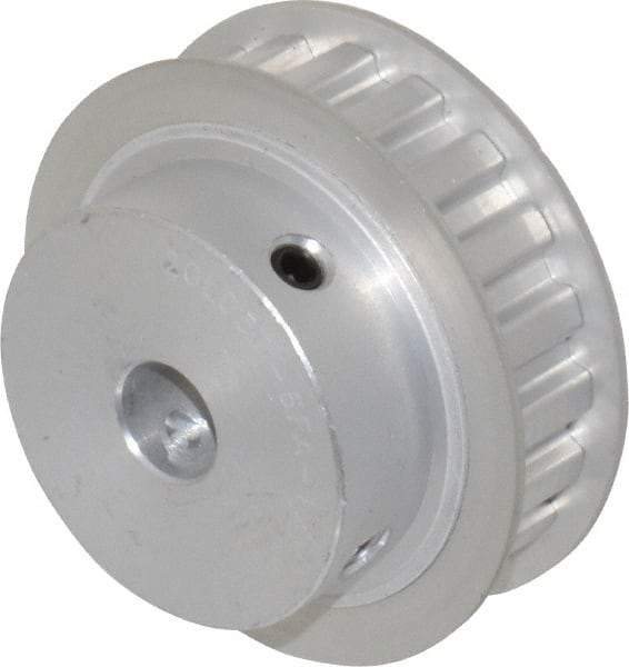 Power Drive - 20 Tooth, 1/2" Inside x 2.357" Outside Diam, Hub & Flange Timing Belt Pulley - 1/2" Belt Width, 2.387" Pitch Diam, 0.719" Face Width, Aluminum - Exact Tool & Supply