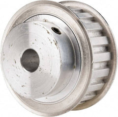 Power Drive - 20 Tooth, 1/2" Inside x 2.357" Outside Diam, Hub & Flange Timing Belt Pulley - 3/4" Belt Width, 2.387" Pitch Diam, 1" Face Width, Aluminum - Exact Tool & Supply
