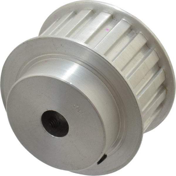 Power Drive - 20 Tooth, 1/2" Inside x 2.357" Outside Diam, Hub & Flange Timing Belt Pulley - 1" Belt Width, 2.387" Pitch Diam, 1-1/4" Face Width, Aluminum - Exact Tool & Supply