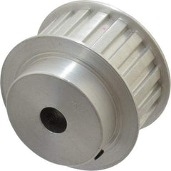 Power Drive - 20 Tooth, 1/2" Inside x 2.357" Outside Diam, Hub & Flange Timing Belt Pulley - 1" Belt Width, 2.387" Pitch Diam, 1-1/4" Face Width, Aluminum - Exact Tool & Supply