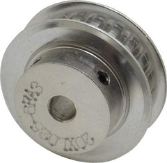 Power Drive - 20 Tooth, 1/4" Inside x 1.253" Outside Diam, Hub & Flange Timing Belt Pulley - 1/4" Belt Width, 1.273" Pitch Diam, 0.438" Face Width, Aluminum - Exact Tool & Supply