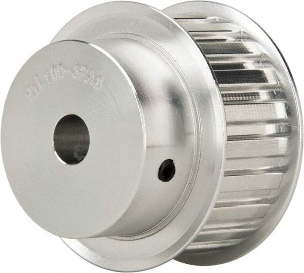 Power Drive - 21 Tooth, 1/2" Inside x 2.477" Outside Diam, Hub & Flange Timing Belt Pulley - 1" Belt Width, 2.507" Pitch Diam, 1-1/4" Face Width, Aluminum - Exact Tool & Supply