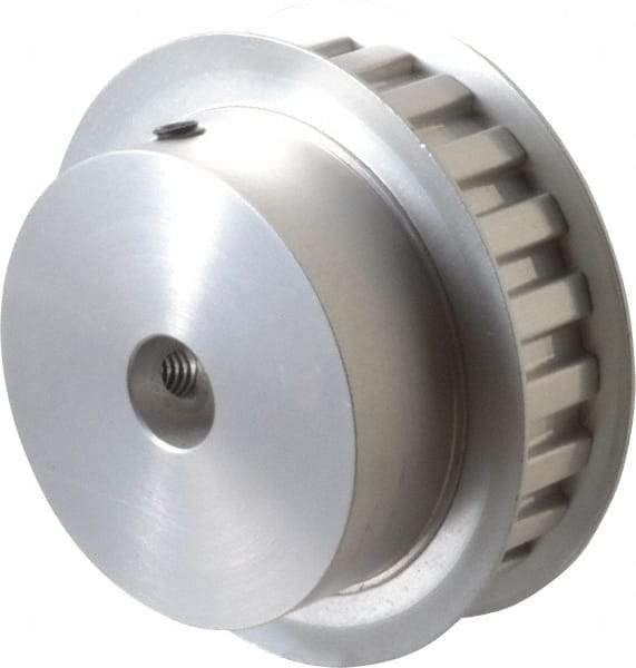 Power Drive - 22 Tooth, 1/2" Inside x 2.596" Outside Diam, Hub & Flange Timing Belt Pulley - 1/2" Belt Width, 2.626" Pitch Diam, 3/4" Face Width, Aluminum - Exact Tool & Supply