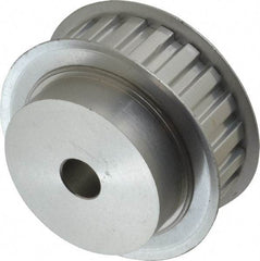 Power Drive - 22 Tooth, 1/2" Inside x 2.596" Outside Diam, Hub & Flange Timing Belt Pulley - 3/4" Belt Width, 2.626" Pitch Diam, 1" Face Width, Aluminum - Exact Tool & Supply