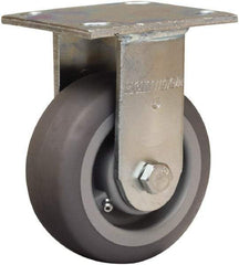 Hamilton - 5" Diam x 2" Wide x 6-1/2" OAH Top Plate Mount Rigid Caster - Rubber Mold on Polyolefin, 350 Lb Capacity, Straight Roller Bearing, 4 x 4-1/2" Plate - Exact Tool & Supply