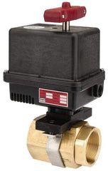 Gemini Valve - 2" Pipe, 720 psi WOG Rating Brass Electric Actuated Ball Valve - Reinforced PTFE Seal, Standard Port, Threaded (NPT) End Connection - Exact Tool & Supply