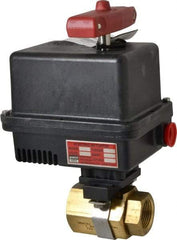 Gemini Valve - 1" Pipe, 720 psi WOG Rating Brass Electric Actuated Ball Valve - Reinforced PTFE Seal, Standard Port, Threaded (NPT) End Connection - Exact Tool & Supply