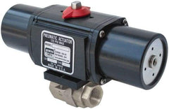 Gemini Valve - 1" Pipe, 720 psi WOG Rating Stainless Steel Pneumatic Spring Return with Solenoid Actuated Ball Valve - Reinforced PTFE Seal, Standard Port, Threaded (NPT) End Connection - Exact Tool & Supply