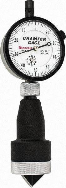 Starrett - 0 to 1", 0 to 90° Included Angle, Internal Chamfer Gage - White Hardened Tool Steel (Plunger), 3 Blade Plunger - Exact Tool & Supply