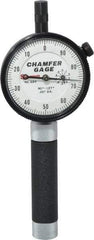 Starrett - 0 to 3/8", 90 to 127° Included Angle, Internal Chamfer Gage - White Hardened Tool Steel (Plunger), 3 Blade Plunger - Exact Tool & Supply