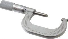 Starrett - 1 to 2" Range, Mechanical Screw Thread Micrometer - Plain Thimble, 0.001" Graduation, 0.004mm Accuracy - Exact Tool & Supply