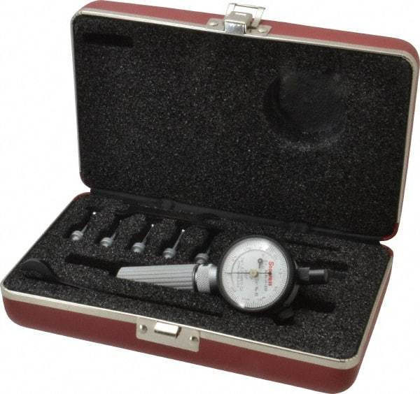 Starrett - 7 Anvil, 0.107 to 0.266" Dial Bore Gage Set - 0.0001" Graduation, 13/16" Gage Depth - Exact Tool & Supply
