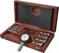 Starrett - 7 Anvil, 0.56 to 1.565" Dial Bore Gage Set - 0.0001" Graduation, 2-1/2" Gage Depth - Exact Tool & Supply